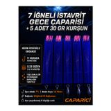 Çaparici 7 İğneli İstavrit Gece Çaparisi(5 Adet)+5 Adet 30 Gr Kurşun 11 Numara kırmızı İğne 0.25 Beden 0.15 Köstek