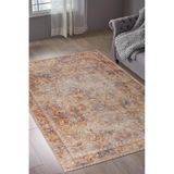 Cape Vidal Turuncu Vintage Modern Geometrik Etnik Desenli Boho Makinada Yıkanabilir Hav Toz Vermez Leke Tutmaz Kaymaz Taban Dijital Makine Baskı Halı Oturma Odası Salon Yolluk Koridor Mutfak Halısı
