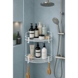 Capella Banyo Düzenleyici Şampuanlık Sabunluk 2 Katlı Yapışkanlı Banyo Duş Rafı Beyaz CP042