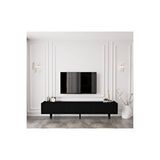 Capella Country Siyah Mdf 5 Kapaklı Ahşap Ayaklı 200 Cm Tv Ünitesi