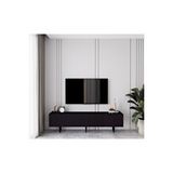 Capella Siyah Country Mdf 4 Kapaklı Ahşap Ayaklı 180 Cm Tv Ünitesi