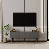 Capella Tv Ünitesi Mdf 120 cm Ayaklı Kapaklı Raflı - Gri