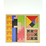 Capella Wood Works 3'lü Oyun Seti Tetris Tangram Xox Eğitici Ahşap Oyuncak