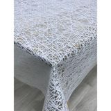 Capensis Iplik Desen Hasır Pvc Şeffaf Kaplamalı Lüks Muşamba Masa Örtüsü Kolay Silinebilir - 140 x 160 cm - Beyaz