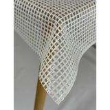 Capensis Şeffaf Kaplamalı Pvc Örgü Hasır Desenli Muşamba Lüks Masa Örtüsü Krem - 140 x 140 cm