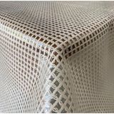 Capensis Şeffaf Kaplamalı Pvc Örgü Hasır Desenli Muşamba Lüks Masa Örtüsü Krem - 140 x 220 cm