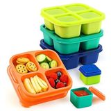 Caperci Öğle Yemeği Atıştırmalık Kapları - 4 Bölmeli Bento Atıştırmalık Kutusu (4'lü Paket), 2 Sızdırmaz Sos Kabı ile, Okul, İş, Seyahat için Yeniden Kullanılabilir Bölünmüş Gıda Kapları (Mücevher