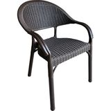 Capissi Plastik Sandalye Bambu Rattan Bahçe Teras Balkon Mutfak Sandalyesi - Beyaz - 4 lü set