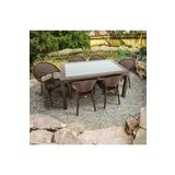 Capissi Rattan Camli Masa Takimi 90X150 Olcu Masa + 6 Adet Bambu Rattan Koltuk