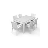 Capissi Rattan Masa Takimi 90X150 Camli Masa 6 Kisilik Sandalye Masa Takimi