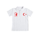 Çapıt Pamuklu Polo Yaka Atatürk ve Ay Yıldızlı Beyaz Kısa Kollu 23 Nisan 29 Ekim Çocuk Tişört