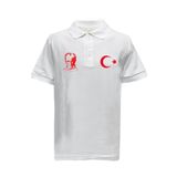 Çapıt Pamuklu Polo Yaka Atatürk ve Ay Yıldızlı Beyaz Kısa Kollu 23 Nisan 29 Ekim Tişört