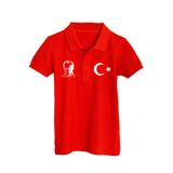 Çapıt Pamuklu Polo Yaka Atatürk ve Ay Yıldızlı Kırmızı Kısa Kollu 23 Nisan 29 Ekim Çocuk Tişört