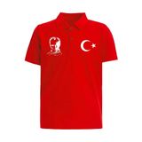 Çapıt Pamuklu Polo Yaka Atatürk ve Ay Yıldızlı Kırmızı Kısa Kollu 23 Nisan 29 Ekim Tişört