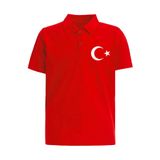 Çapıt Pamuklu Polo Yaka Ay Yıldızlı Kırmızı Kısa Kollu 23 Nisan 29 Ekim Tişört
