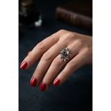 CAPO by Aytaç Yamaç Gotik Kurukafa Tasarım Vintage Yüzük - Ayarlanabilir Barok Stil Gümüş Renk Yüzük