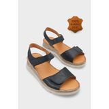 Capone Outfitters Corrinne Hakiki Deri Soft Konfor Kadın Sandalet - Siyah