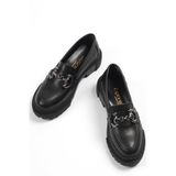 Capone Outfitters Denni Oval Burunlu Metal Tokalı Trak Tabanlı Kadın Loafer