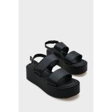 Capone Outfitters Diana Kalın Çift Bantlı Dolgu Topuklu Kadın Flatform Sandalet