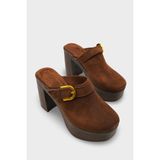 Capone Outfitters Edith Platform Bilekten Bantlı Kadın Sabo Terlik - Süet Kahverengi