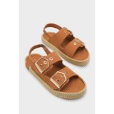Capone Outfitters Faith Metal Tokalı Konfor Kadın Sandalet - Taba