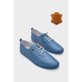 Capone Outfitters Fina Hakiki Deri Soft Konfor Tabanlı Kadın Sneaker - Kot Mavi