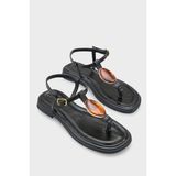 Capone Outfitters Helene Parmak Arası Kadın Sandalet - Siyah