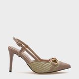 Capone Outfitters Hetty Tahta Tokalı Hasır Stiletto - Hasır - Bej