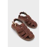 Capone Outfitters Jennifer Gladyatör Kadın Sandalet - Süet Kahverengi