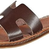 CAPONE OUTFITTERS Kadın H Bantlı Deri Terlik, Kahverengi, 37