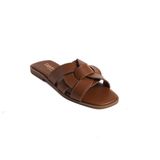 Capone Outfitters Lauren Kadın Bantlı Düz Sandalet Slip On, Bronz, 5.5