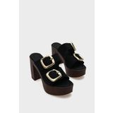 Capone Outfitters Marje Platform Süet Tek Bantlı Kadın Terlik