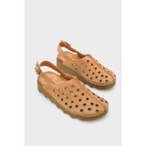 Capone Outfitters Meghan Hakiki Deri Soft Konfor Kadın Sandalet - Camel