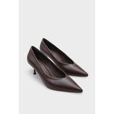 Capone Outfitters Merle Sivri Burunlu Hakiki Deri Astarlı Stiletto - Kahve
