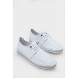 Capone Outfitters Michele Hakiki Deri Soft Konfor Tabanlı Kadın Sneaker - Beyaz