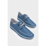 Capone Outfitters Michele Hakiki Deri Soft Konfor Tabanlı Kadın Sneaker - Kot Mavi
