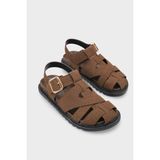 Capone Outfitters Penelopa Gladyatör Tokalı Kadın Sandalet - Kahve