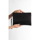 Capone Outfitters Saten Labirent Desenli Paris Kadın Clutch Çanta - Siyah