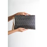 Capone Outfitters Saten Labirent Desenli Paris Kadın Clutch Çanta