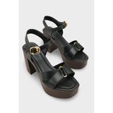 Capone Outfitters Sheilah Platform Çapraz Bantlı Bilekten Bantlı Kadın Sandalet - Cilt Siyah