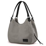 Cappadocia Vintage 3286 Lonia Kadın Kanvas Günlük Omuz Çantası Çok Bölmeli Pamuklu El Tote Hobo Çantası (Açık Gri2)