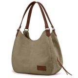 Cappadocia Vintage 3286 Lonia Kadın Kanvas Günlük Omuz Çantası Çok Bölmeli Pamuklu El Tote Hobo Çantası (Açık Kahverengi2)