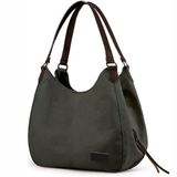 Cappadocia Vintage 3286 Lonia Kadın Kanvas Günlük Omuz Çantası Çok Bölmeli Pamuklu El Tote Hobo Çantası (Açık Yeşil)