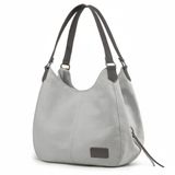 Cappadocia Vintage 3286 Lonia Kadın Kanvas Günlük Omuz Çantası Çok Bölmeli Pamuklu El Tote Hobo Çantası (Beyaz Siyah)