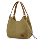 Cappadocia Vintage 3286 Lonia Kadın Kanvas Günlük Omuz Çantası Çok Bölmeli Pamuklu El Tote Hobo Çantası (Camel2)