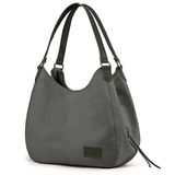 Cappadocia Vintage 3286 Lonia Kadın Kanvas Günlük Omuz Çantası Çok Bölmeli Pamuklu El Tote Hobo Çantası (Koyu Gri)