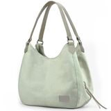 Cappadocia Vintage 3286 Lonia Kadın Kanvas Günlük Omuz Çantası Çok Bölmeli Pamuklu El Tote Hobo Çantası (Mint Yeşil)