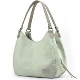 Cappadocia Vintage 3286 Lonia Kadın Kanvas Günlük Omuz Çantası Çok Bölmeli Pamuklu El Tote Hobo Çantası (Su Yeşili)