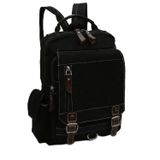Cappadocia Vintage 4012 Çok Fonksiyonlu Sırt Çantası, 14 inç Laptop, Günlük, Postacı Çantası Yumuşak Dokulu Pamuk Gabardin (Koyu Siyah)