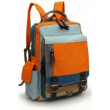 Cappadocia Vintage 4012 Mavi Turuncu Günlük Postacı Küçük Sırt Çapraz Omuz Askılı 14 inç Laptop Pamuk Gabardin Çantası